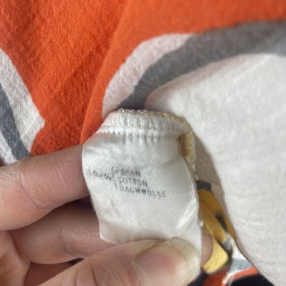 Vintage Rodier Paris Womens Orange Print Short Sleeve Blouse size 40 US 10 - Picture 6 of 9